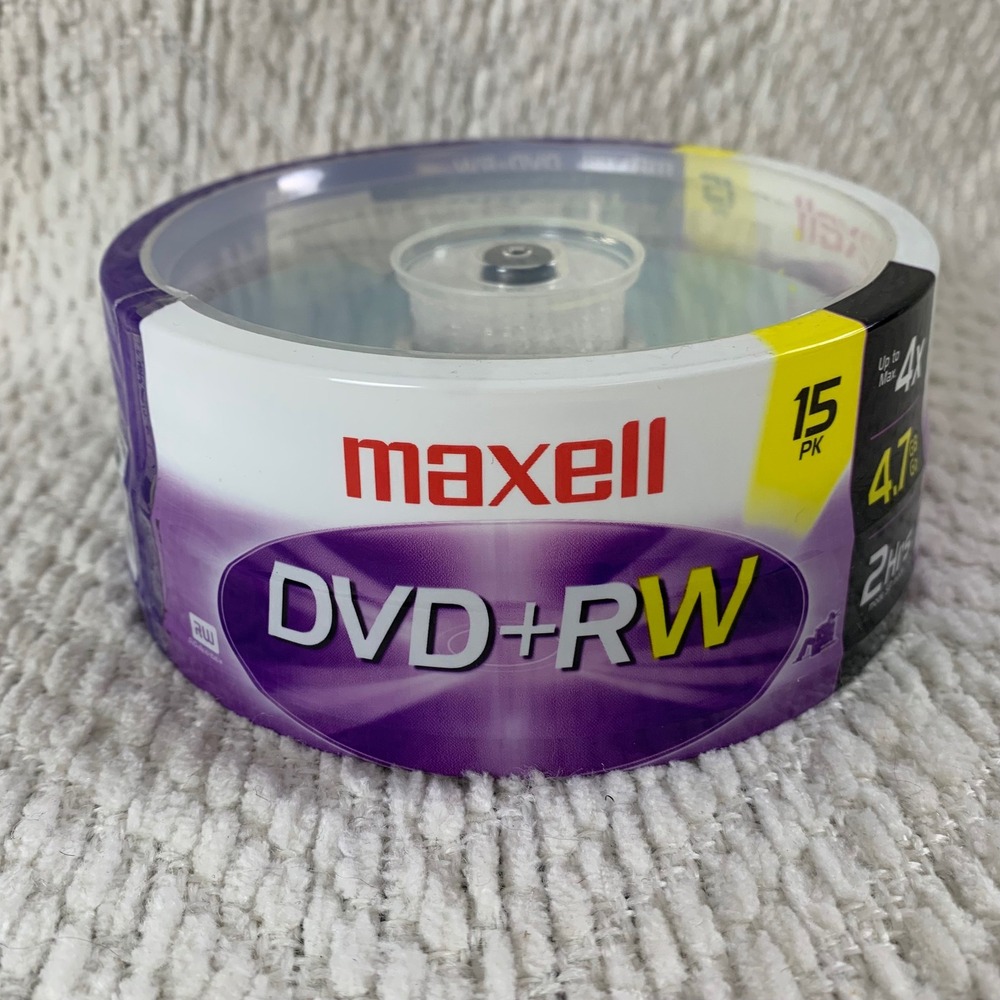 Maxell DVD+RW 15 Pack 4.7GB 4x 120min Rewritable Blank Media Spindle 638011 New